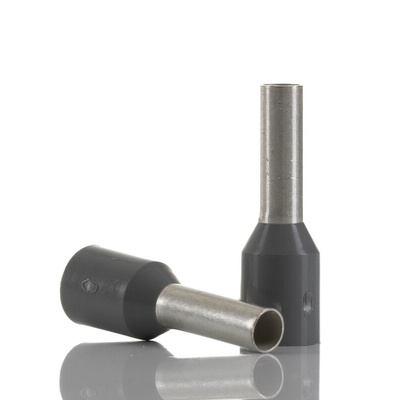 Phoenix Contact, AI Insulated Crimp Bootlace Ferrule, 8mm Pin Length, 2.3mm Pin Diameter, 2.5mm² Wire Size, Grey