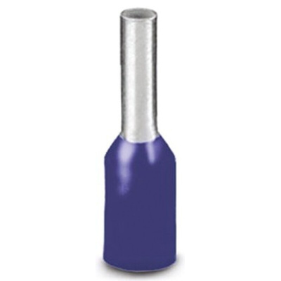 Phoenix Contact, AI 16 -12 BU Insulated Crimp Bootlace Ferrule, 12mm Pin Length, 6mm Pin Diameter, 16mm² Wire Size, Blue