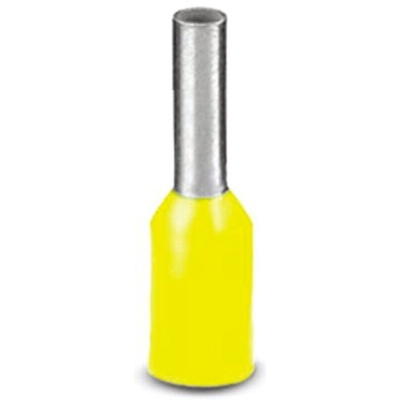 Phoenix Contact, AI6 -18 YE Insulated Crimp Bootlace Ferrule, 18mm Pin Length, 3.6mm Pin Diameter, 6mm² Wire Size,