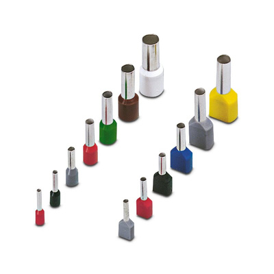 Phoenix Contact, AI0.34-12 TQ Insulated Crimp Bootlace Ferrule, 12mm Pin Length, 0.8mm Pin Diameter, 0.34mm² Wire Size,