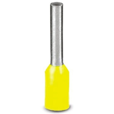 Phoenix Contact, AI0.25- 6 YE Insulated Crimp Bootlace Ferrule, 6mm Pin Length, 0.8mm Pin Diameter, 0.25mm² Wire Size,