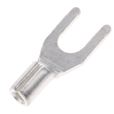 RS PRO Uninsulated Crimp Spade Connector, 0.5mm² to 1.5mm², 22AWG to 16AWG, M3.5 Stud Size