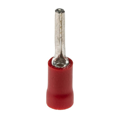 RS PRO Insulated, Tin Crimp Pin Connector, 0.5mm² to 1.5mm², 22AWG to 16AWG, 1.9mm Pin Diameter, 12mm Pin Length, Red