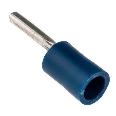 RS PRO Insulated, Tin Crimp Pin Connector, 1.5mm² to 2.5mm², 16AWG to 14AWG, 1.9mm Pin Diameter, 12mm Pin Length, Blue