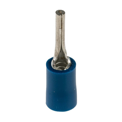 RS PRO Insulated, Tin Crimp Pin Connector, 1.5mm² to 2.5mm², 16AWG to 14AWG, 1.9mm Pin Diameter, 12mm Pin Length, Blue