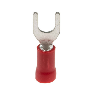 RS PRO Insulated Crimp Spade Connector, 0.5mm² to 1.5mm², 22AWG to 16AWG, M4 Stud Size Vinyl, Red