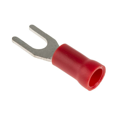 RS PRO Insulated Crimp Spade Connector, 0.5mm² to 1.5mm², 22AWG to 16AWG, M3.5 Stud Size Vinyl, Red