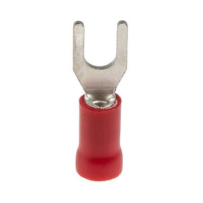 RS PRO Insulated Crimp Spade Connector, 0.5mm² to 1.5mm², 22AWG to 16AWG, M3.5 Stud Size Vinyl, Red