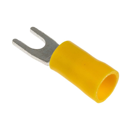 RS PRO Insulated Crimp Spade Connector, 2.5mm² to 6mm², 12AWG to 10AWG, M4 Stud Size Vinyl, Yellow