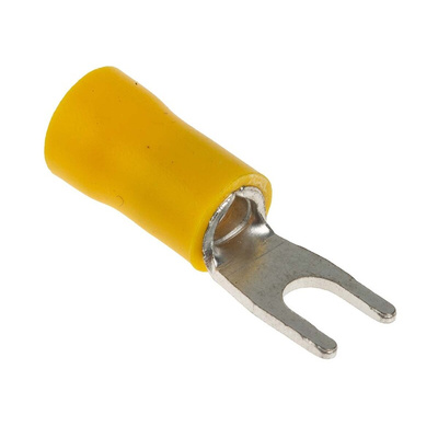 RS PRO Insulated Crimp Spade Connector, 2.5mm² to 6mm², 12AWG to 10AWG, M4 Stud Size Vinyl, Yellow