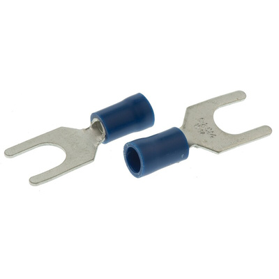 RS PRO Insulated Crimp Spade Connector, 1.5mm² to 2.5mm², 16AWG to 14AWG, M6 Stud Size Vinyl, Blue