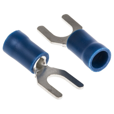 RS PRO Insulated Crimp Spade Connector, 1.5mm² to 2.5mm², 16AWG to 14AWG, M5 Stud Size Vinyl, Blue