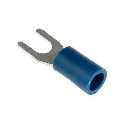 RS PRO Insulated Crimp Spade Connector, 1.5mm² to 2.5mm², 16AWG to 14AWG, M4 Stud Size Vinyl, Blue