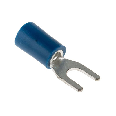 RS PRO Insulated Crimp Spade Connector, 1.5mm² to 2.5mm², 16AWG to 14AWG, M4 Stud Size Vinyl, Blue