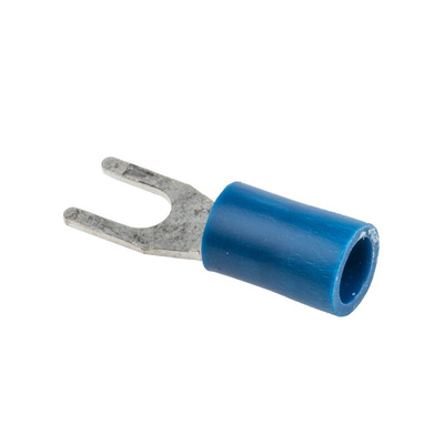 RS PRO Insulated Crimp Spade Connector, 1.5mm² to 2.5mm², 16AWG to 14AWG, M3.5 Stud Size Vinyl, Blue