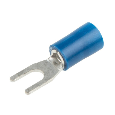 RS PRO Insulated Crimp Spade Connector, 1.5mm² to 2.5mm², 16AWG to 14AWG, M3.5 Stud Size Vinyl, Blue