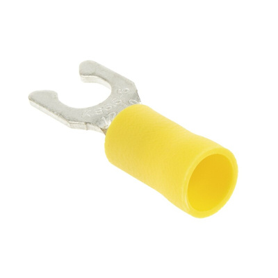 RS PRO Insulated Crimp Spade Connector, 4mm² to 6mm², 12AWG to 10AWG, 5.3mm Stud Size Vinyl, Yellow