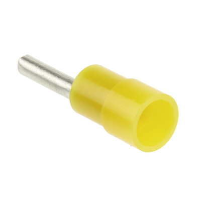 RS PRO Insulated Crimp Pin Connector, 4mm² to 6mm², 12AWG to 10AWG, 2.8mm Pin Diameter, 14mm Pin Length, Yellow