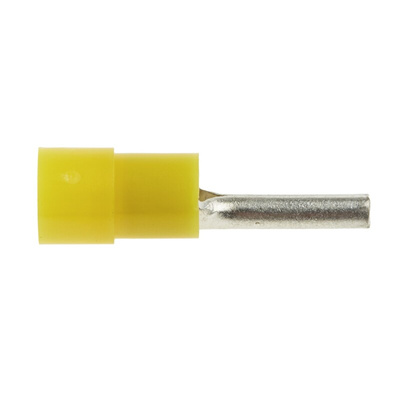 RS PRO Insulated Crimp Pin Connector, 4mm² to 6mm², 12AWG to 10AWG, 2.8mm Pin Diameter, 14mm Pin Length, Yellow