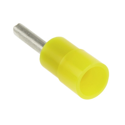 RS PRO Insulated Crimp Pin Connector, 4mm² to 6mm², 12AWG to 10AWG, 2.8mm Pin Diameter, 14mm Pin Length, Yellow