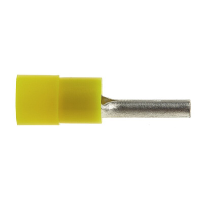 RS PRO Insulated Crimp Pin Connector, 4mm² to 6mm², 12AWG to 10AWG, 2.8mm Pin Diameter, 14mm Pin Length, Yellow