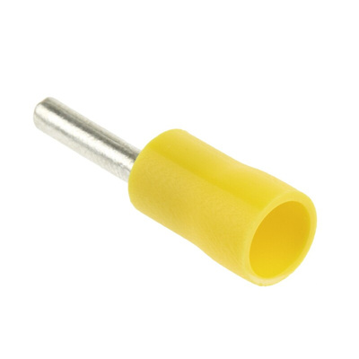 RS PRO Insulated Crimp Pin Connector, 4mm² to 6mm², 12AWG to 10AWG, 2.8mm Pin Diameter, 14mm Pin Length, Yellow