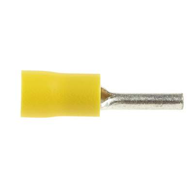 RS PRO Insulated Crimp Pin Connector, 4mm² to 6mm², 12AWG to 10AWG, 2.8mm Pin Diameter, 14mm Pin Length, Yellow