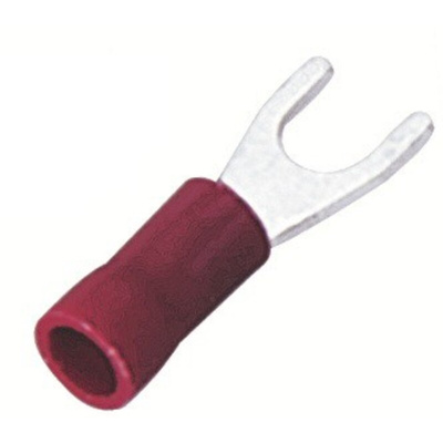 RS PRO Insulated Crimp Spade Connector, 0.5mm² to 1.5mm², 22AWG to 16AWG, 3.2mm Stud Size Vinyl, Red