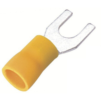 RS PRO Insulated Crimp Spade Connector, 4mm² to 6mm², 12AWG to 10AWG, 5.3mm Stud Size Vinyl, Yellow