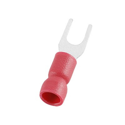 RS PRO Insulated Crimp Spade Connector, 0.5mm² to 1.5mm², 22AWG to 16AWG, 3.2mm Stud Size Vinyl, Red