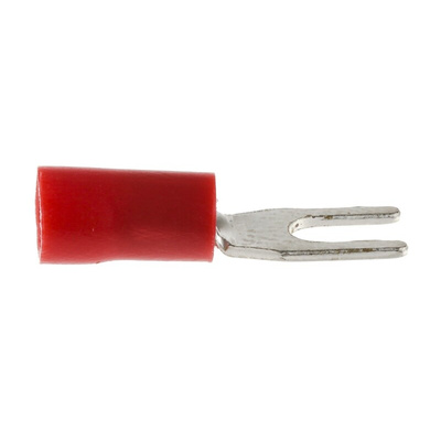 RS PRO Insulated Crimp Spade Connector, 0.5mm² to 1.5mm², 22AWG to 16AWG, M3 Stud Size Vinyl, Red