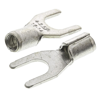 RS PRO Uninsulated Crimp Spade Connector, 1.5mm² to 2.5mm², 16AWG to 14AWG, M4 Stud Size