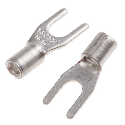 RS PRO Uninsulated Crimp Spade Connector, 1.5mm² to 2.5mm², 16AWG to 14AWG, M3.5 Stud Size