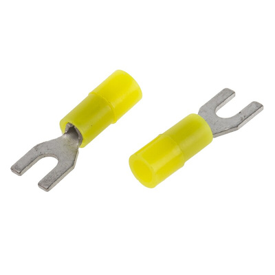 RS PRO Insulated Crimp Spade Connector, 0.2mm² to 0.5mm², 26AWG to 22AWG, M2 Stud Size Nylon, Yellow