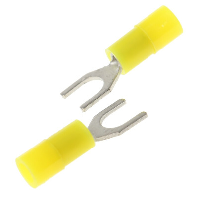 RS PRO Insulated Crimp Spade Connector, 0.2mm² to 0.5mm², 26AWG to 22AWG, M3 Stud Size Nylon, Yellow