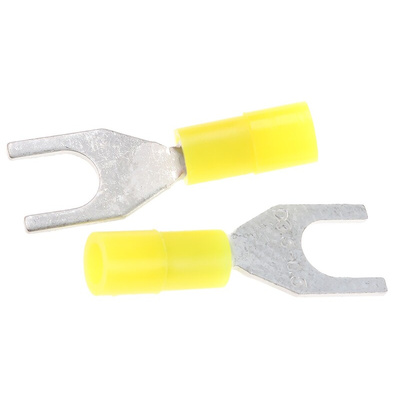 RS PRO Insulated Crimp Spade Connector, 0.2mm² to 0.5mm², 26AWG to 22AWG, M3.5 Stud Size Nylon, Yellow