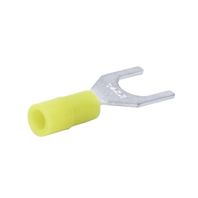 RS PRO Insulated Crimp Spade Connector, 0.2mm² to 0.5mm², 26AWG to 22AWG, M4 Stud Size Nylon, Yellow