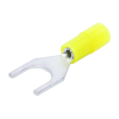 RS PRO Insulated Crimp Spade Connector, 0.2mm² to 0.5mm², 26AWG to 22AWG, M4 Stud Size Nylon, Yellow