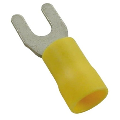 RS PRO Insulated Crimp Spade Connector, 0.2mm² to 0.5mm², 26AWG to 22AWG, M5 Stud Size Nylon, Yellow