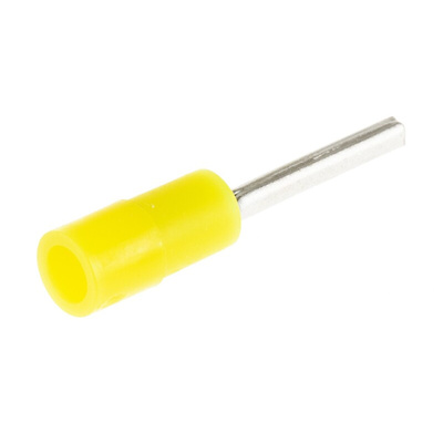 RS PRO Insulated, Tin Crimp Pin Connector, 0.2mm² to 0.5mm², 26AWG to 22AWG, 1.4mm Pin Diameter, 10mm Pin Length, Yellow