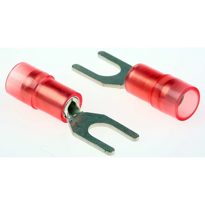 RS PRO Insulated Crimp Spade Connector, 0.5mm² to 1.5mm², 22AWG to 16AWG, 4.3mm Stud Size Nylon, Red