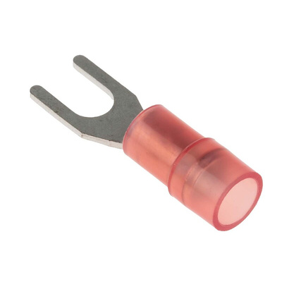 RS PRO Insulated Crimp Spade Connector, 0.5mm² to 1.5mm², 22AWG to 16AWG, 3.7mm Stud Size Nylon, Red