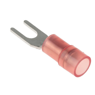 RS PRO Insulated Crimp Spade Connector, 0.5mm² to 1.5mm², 22AWG to 16AWG, 3.2mm Stud Size Nylon, Red