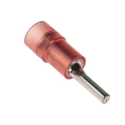 RS PRO Insulated, Tin Crimp Pin Connector, 0.5mm² to 1.5mm², 22AWG to 16AWG, 1.9mm Pin Diameter, 9mm Pin Length, Red