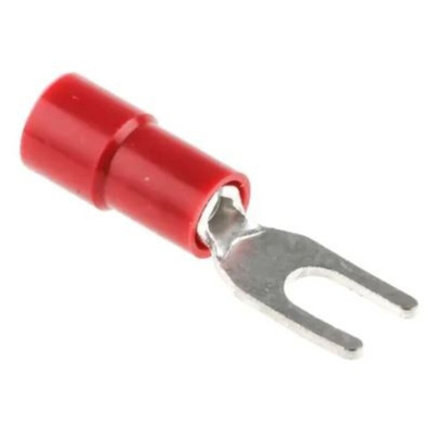 RS PRO Insulated Crimp Spade Connector, 0.5mm² to 1.5mm², 22AWG to 16AWG, 3.2mm Stud Size Vinyl, Red