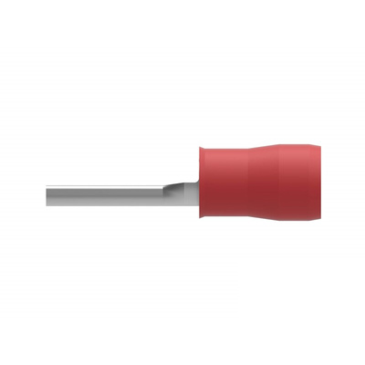 TE Connectivity, PIDG Insulated, Tin Crimp Pin Connector, 22AWG to 16AWG, 1.8mm Pin Diameter, 9.9mm Pin Length, Red
