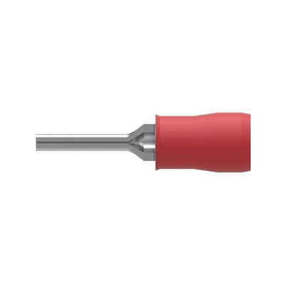 TE Connectivity, PIDG Insulated, Tin Crimp Pin Connector, 22AWG to 16AWG, 1.8mm Pin Diameter, 9.9mm Pin Length, Red