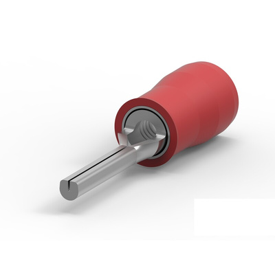 TE Connectivity, PIDG Insulated, Tin Crimp Pin Connector, 22AWG to 16AWG, 1.8mm Pin Diameter, 9.9mm Pin Length, Red