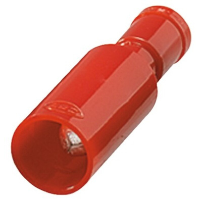 Nichifu, PC Insulated Male Crimp Bullet Connector, 0.75mm² to 1.25mm², 18AWG to 16AWG, 7.4mm Bullet diameter, Red