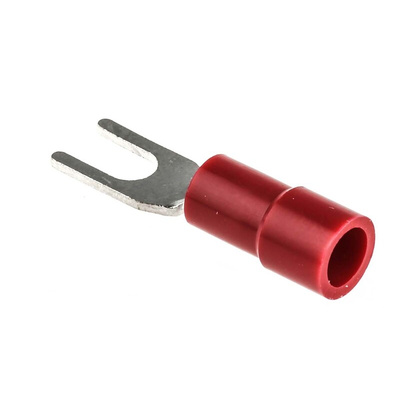 RS PRO Insulated Crimp Spade Connector, 0.5mm² to 1.5mm², 22AWG to 16AWG, 3.2mm Stud Size Vinyl, Red